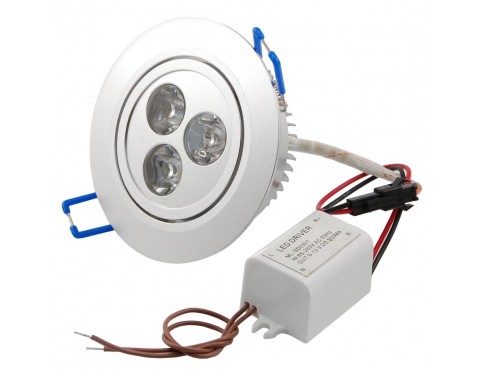 White Round LED Ceiling Recessed Lamp Downlight 3W 3 x 1W 6000K